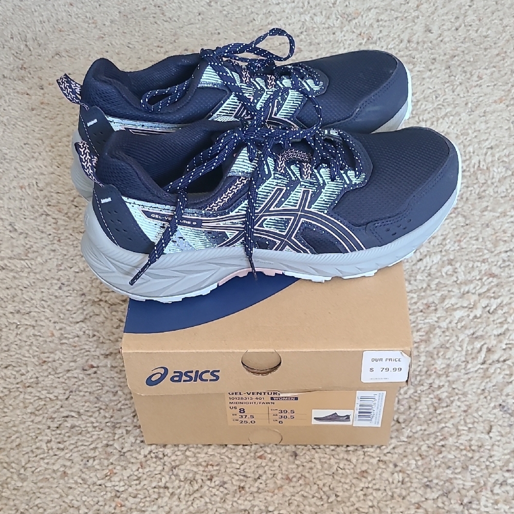 Asics Midnight Blue and Light Gray Running Shoes